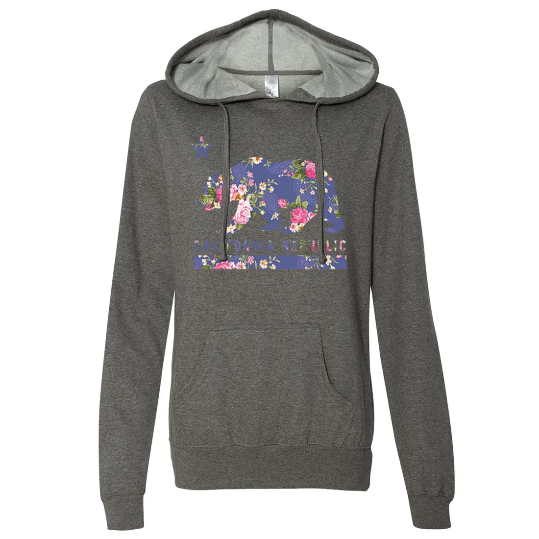 California Republic Paisley Flower Bear Ladies Lightweight Fitted Hoodie