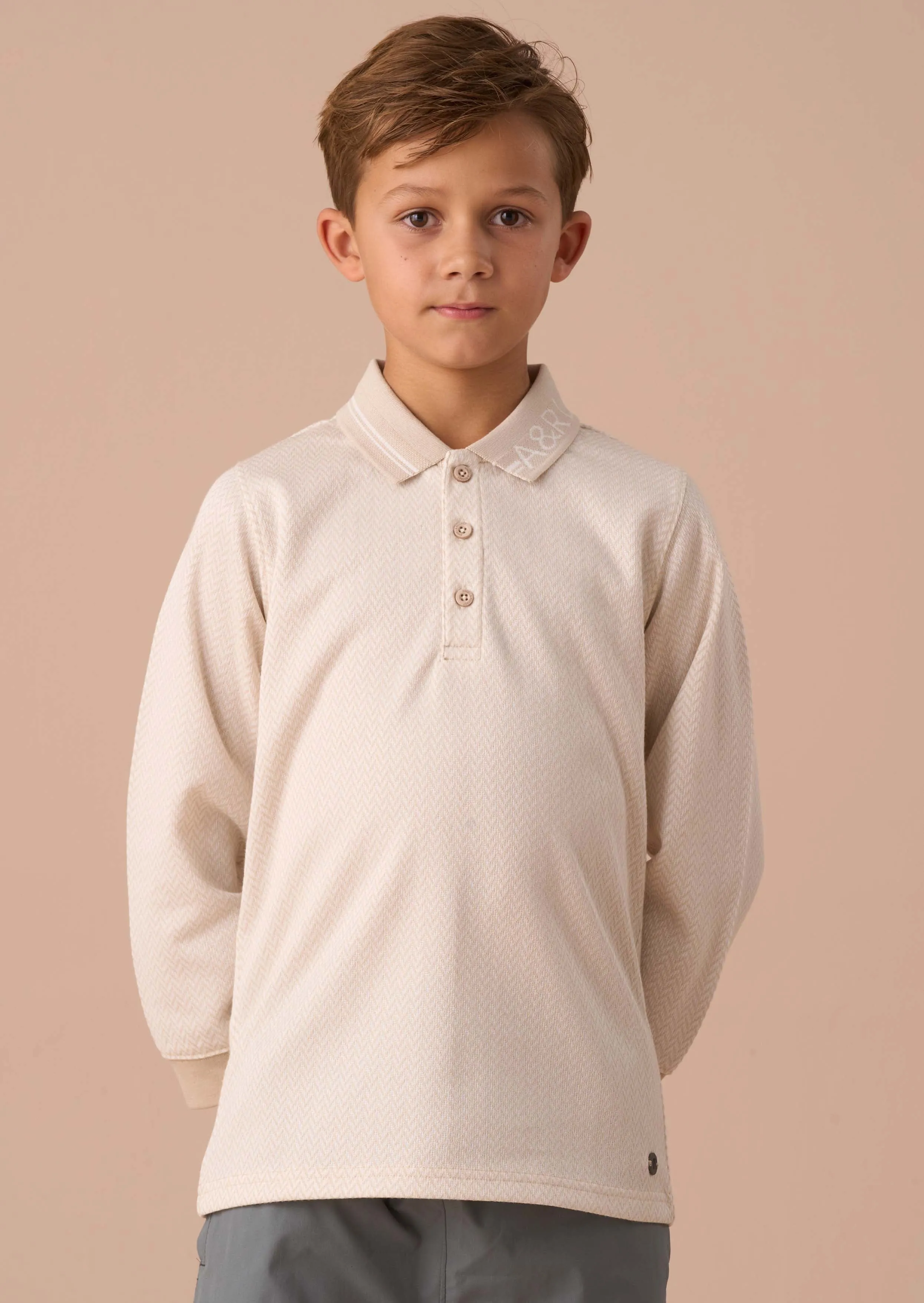 Finn Cream Smart Long Sleeve Polo