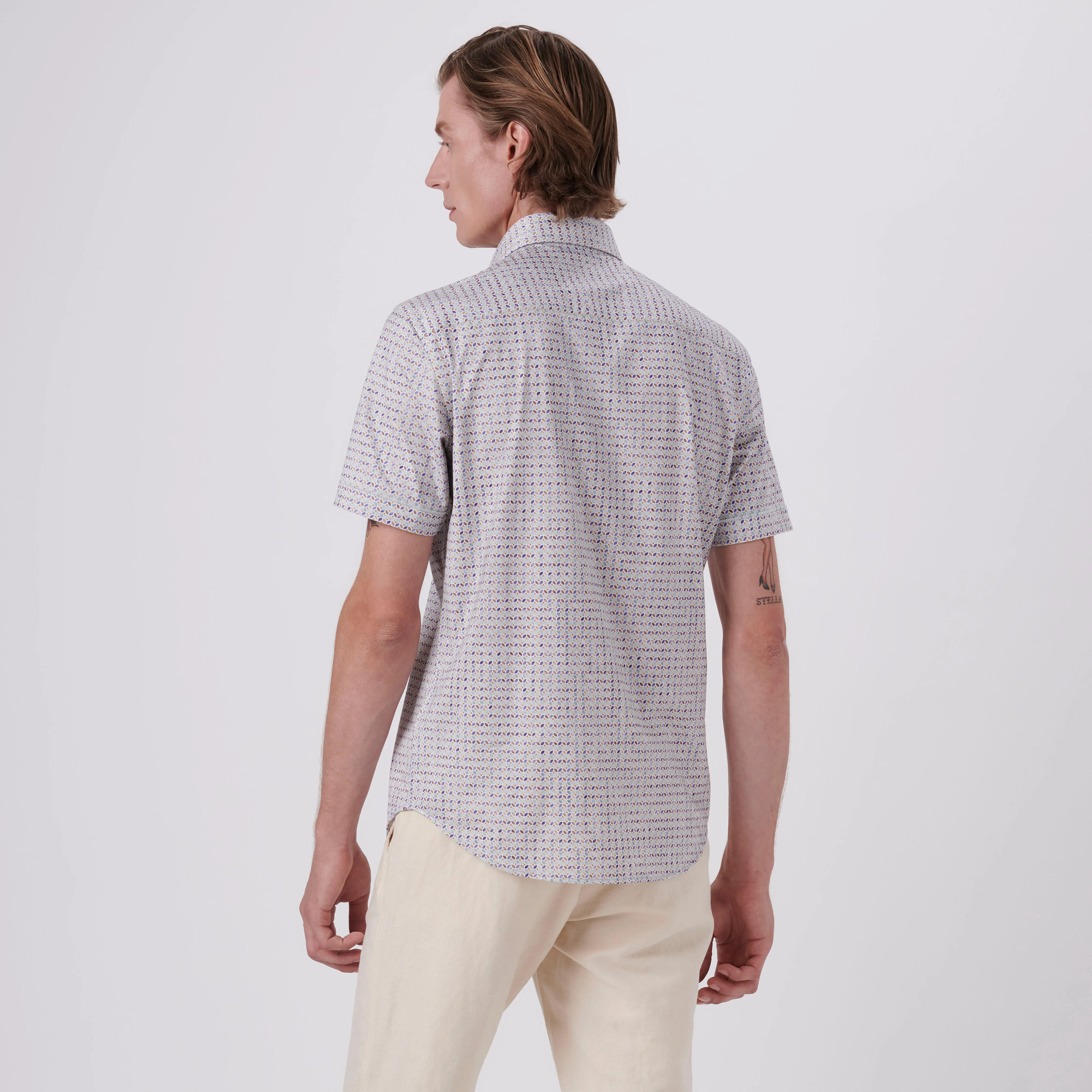 Miles Geometric Print OoohCotton Short Sleeve Shirt